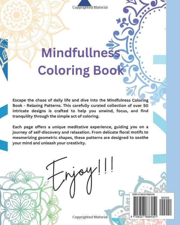 Mindfullness Coloring Book: Relaxing Patterns - Vol.1 WoodArtSupply