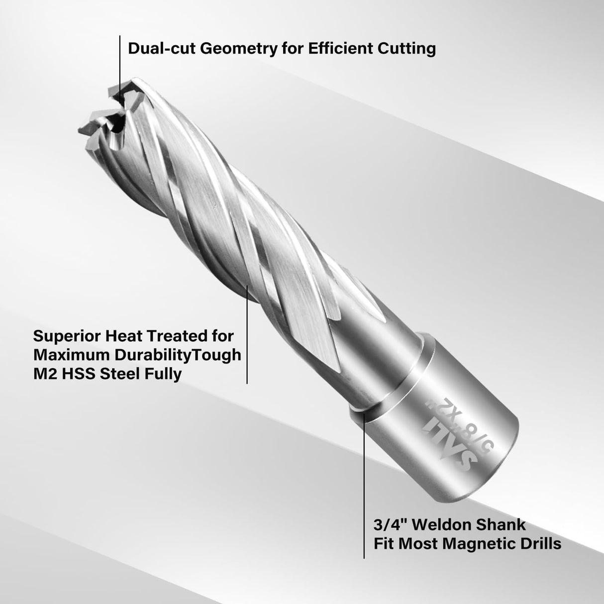 SALI 2 pcs Annular Cutter Diameter 1-1/4 Inch with Weldon Shank 3/4" (with 2 Flats) Cutting Depth 2" Mag Drill Bit for Magnetic Drill Press HSS Fully Ground Drill with One 1/4"*4" Pilot Pin SALI