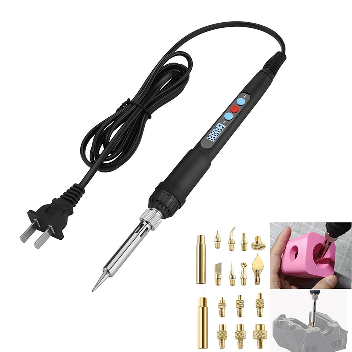 3DTOOLS 3D Printer Smoothing Tool Kit,3D Printing Modify Finishing Smoothing Solding Welding Iron Tool Cleaning Needle Soldering Iron with 8Pcs Brass Trimming 3DTOOLS