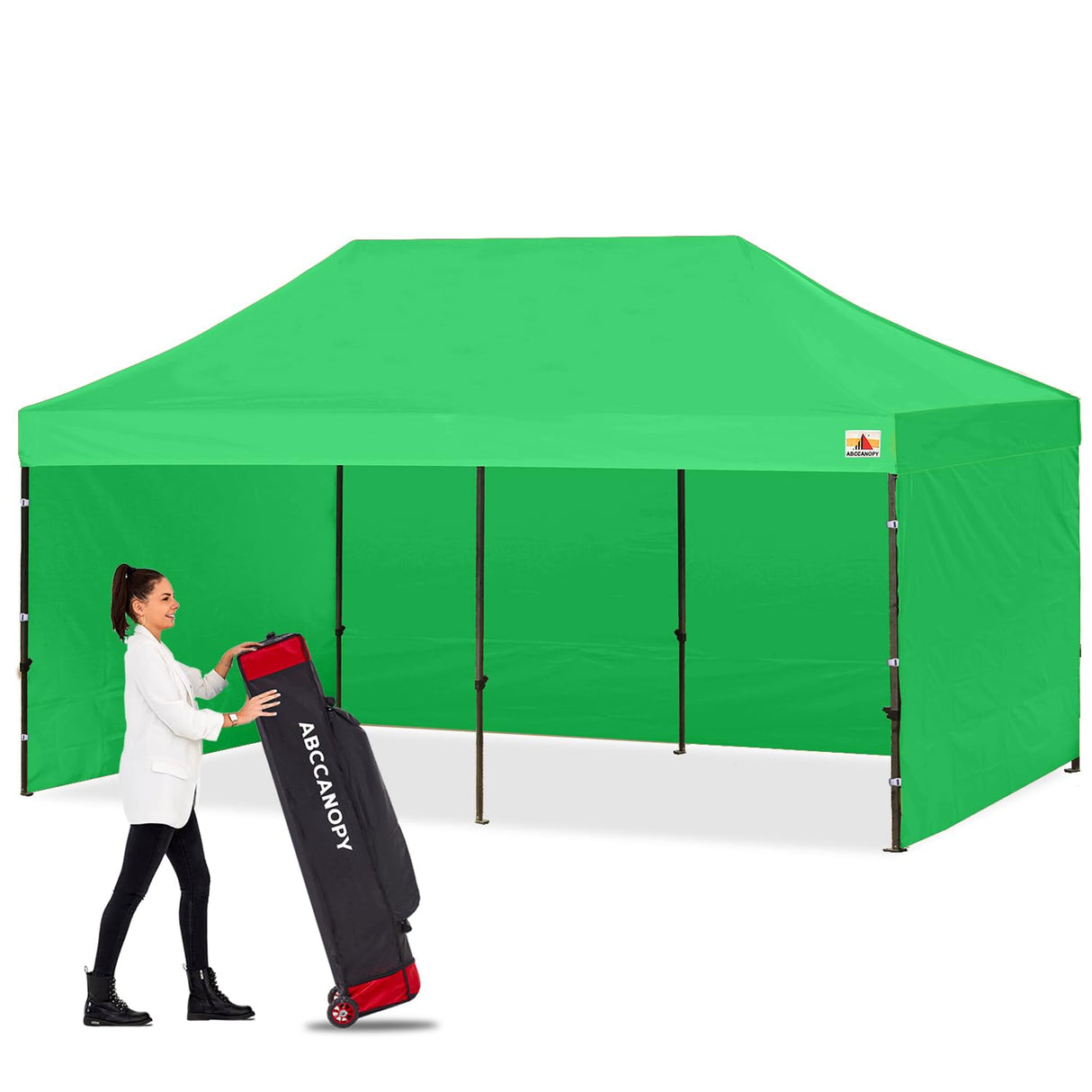 ABCCANOPY Heavy Duty Easy Pop up Canopy Tent with Sidewalls 10x20, Kelly Green ABCCANOPY
