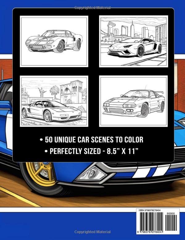 Dream Cars: A Sports Car Coloring Book for Kids, Teens, Adults & Car Lovers WoodArtSupply