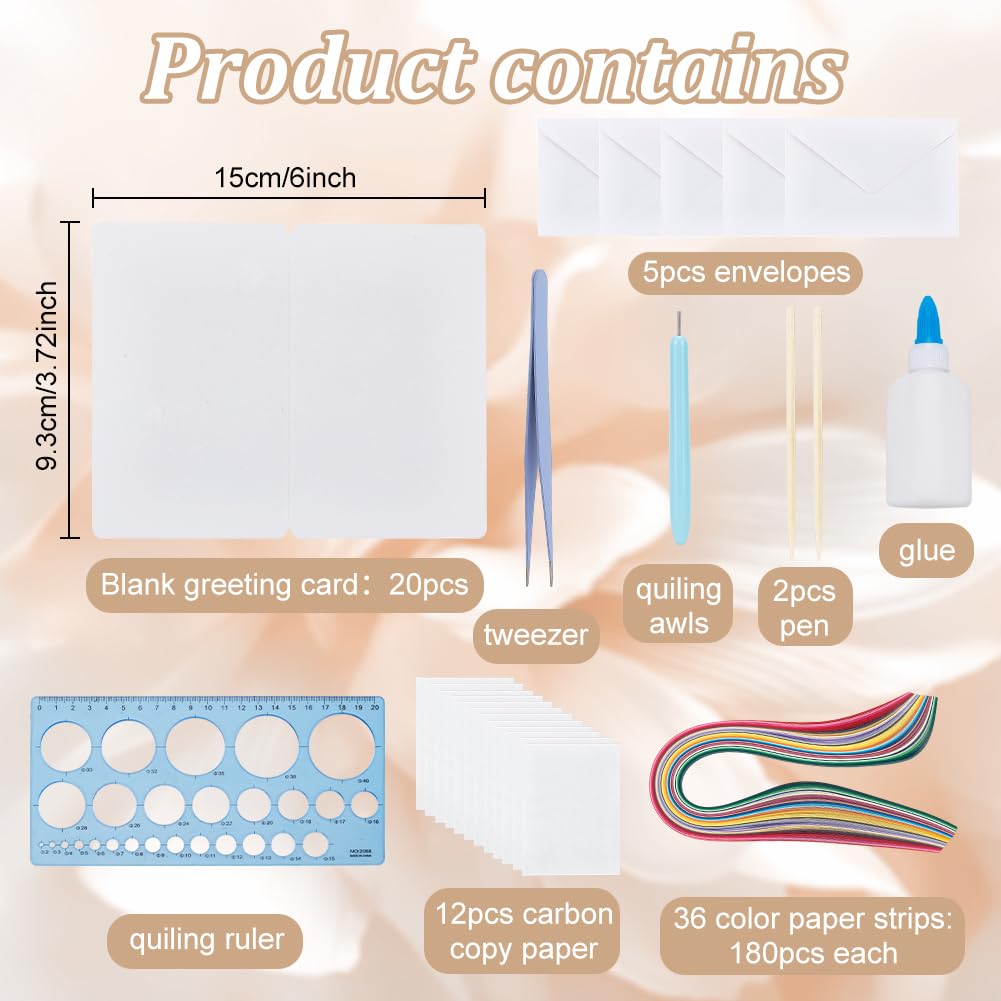 WEBEEDY 20 Sets Paper Quilling Kit for Adults Beginner DIY 5 Styles Flower Greeting Card Making Kit with Instruction Handmade Flower Quilling Card for Birthday,Wedding,Holiday,Mother's Day WEBEEDY