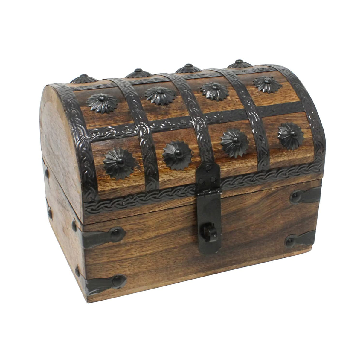 Nautical Cove Treasure Chest Keepsake and Decorative Wood Box - Storage Box Large (8x6x6) Nautical Cove
