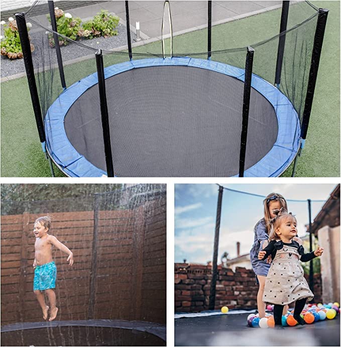 12ft Trampoline Net - Replacement Enclosure Safety Net for 8 Poles Round Frames Trampoline with Double Zipper and Protection Buckles Biggun
