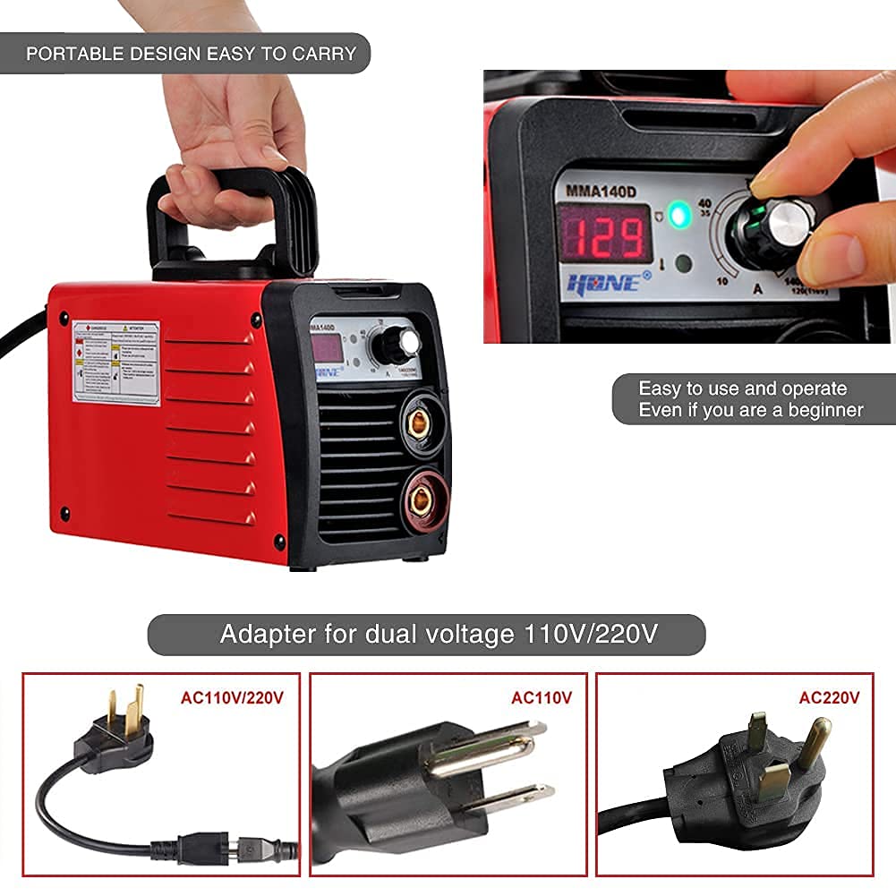 HONE Stick Welder, 110V/220V Actual 140Amp ARC Welder Machine, IGBT Inverter Digital Display LCD Welding Machines with Hot Start Arc Force Anti-Stick, High Efficiency for 1/16"-1/8" Welding Rod. HONE