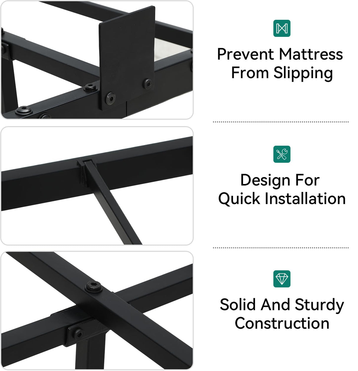 DWVO King Size Floating Bed Frame, LED Bed Frame with USB Port, King Metal Platform Bed with Heavy Duty Steel Slats, No Box Spring Needed, Easy Assembly, Black DWVO