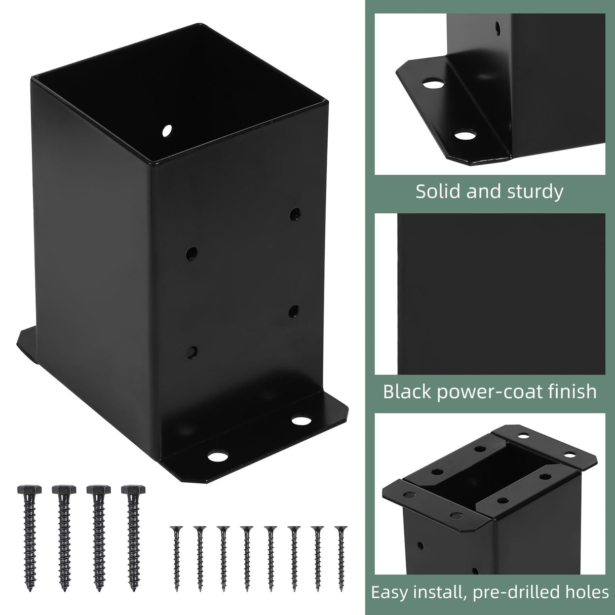 Cskunxia 4x4 Post Base 2Pcs Wood Fence Post Bracket Anchor Base Brackets Deck Post Base for Pergola Railing Mailbox Deck (Inner Size 3.6x3.6) Cskunxia