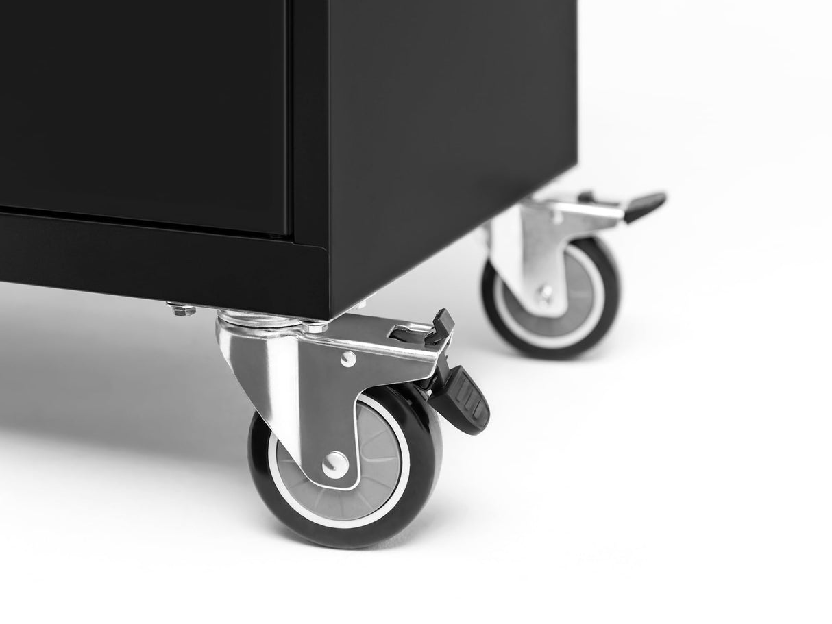 NewAge Products Garage Cabinet Bold Series 10 PC Set Black Include Worktops, LED Lights, 72in. Backsplash, 3 x Wall, Two-Door Base and Rolling Tool Cabinets, 2 x Multi-Use Lockers, 63112 NewAge Products Inc.