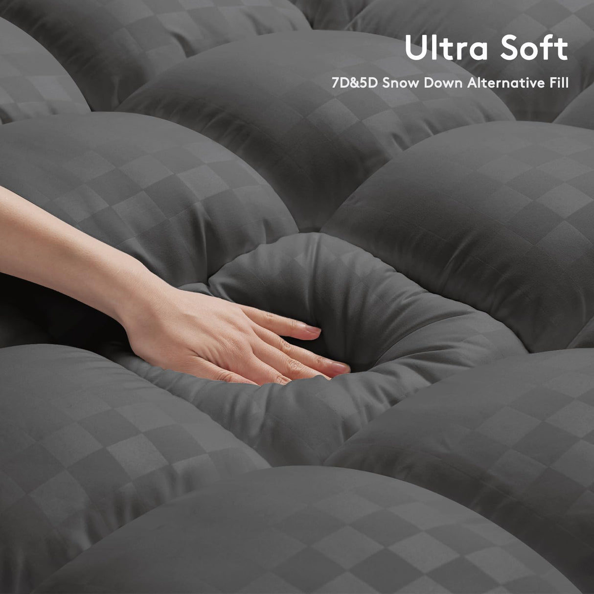 SameBed Mattress Topper King,Extra Thick Mattress Pad Cover for Back Pain,Cooling Mattress Protector with 8-21 Inch Deep Pocket,Overfilled Down Alternative Filling,Grey SameBed