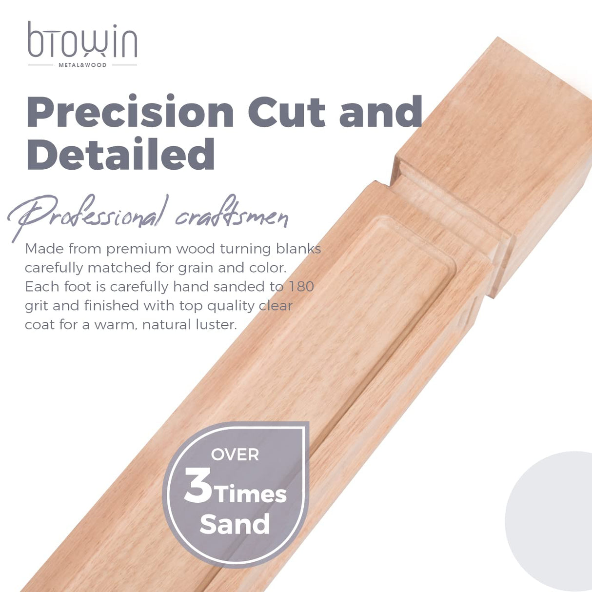 Btowin 35 1/2-inch H 5-inch W 5-inch D Cabinet Columns, 2Pcs Unfinished Square Rubberwood Replacement Island Legs for Large Dining Table & Kitchen Table Btowin