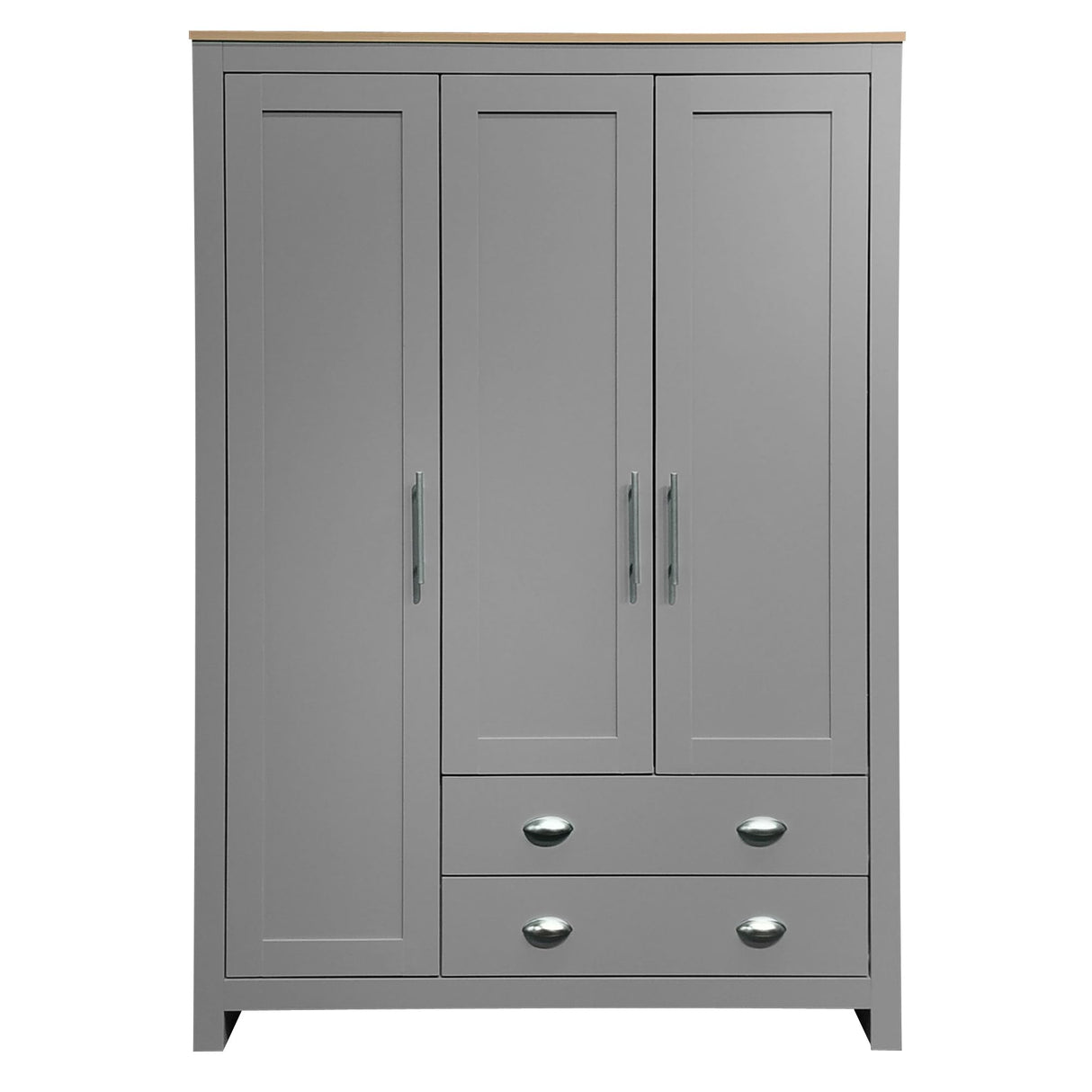 GYYBED Three Door Storage Wardrobe with Cabinets and Two Hanging Rods,Wood Wardrobe Armoire Closet Modern Freestanding Bedroom Armoire Organizer Bedroom Furniture wooden closet(E+Gray) GYYBED