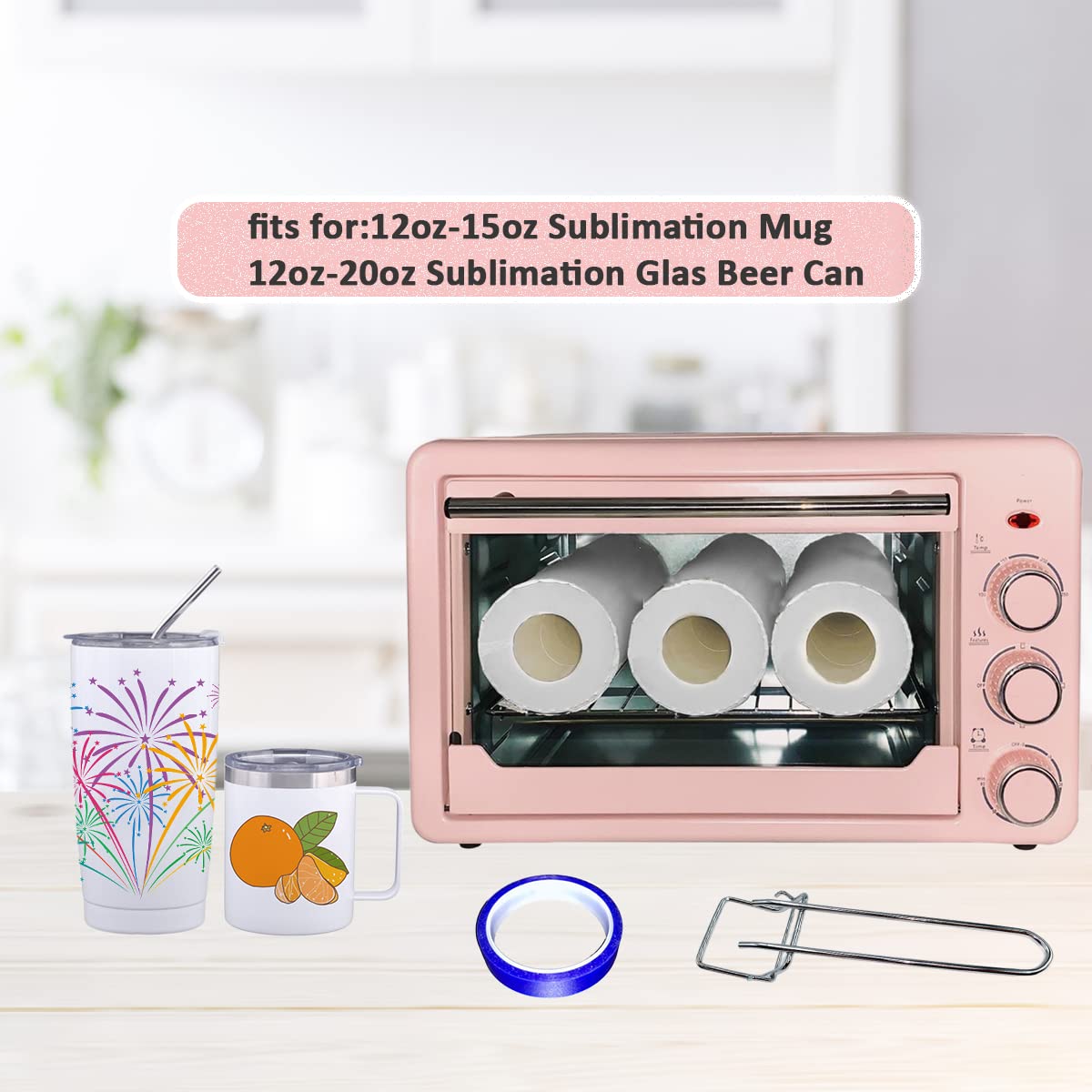 KAVIAT Sublimation Oven Machine with Heat Tape,Gloves,1500W 22L 110V Convection Oven for Sublimation Blanks Mugs Tumblers,Water Bottles,Cups Bulk Sublimation Printing KAVIAT