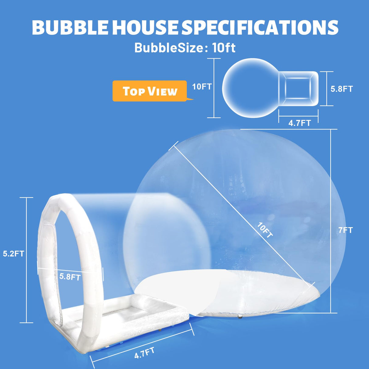 10FT Inflatable Bubble House, PVC Inflatable Balloon House for Kids and Adults with 100 Balloons Clear Bubble House Dome Inflatable with Blower& Pump for Birthday Outdoor Backyard Wedding Party Rental Heipigo