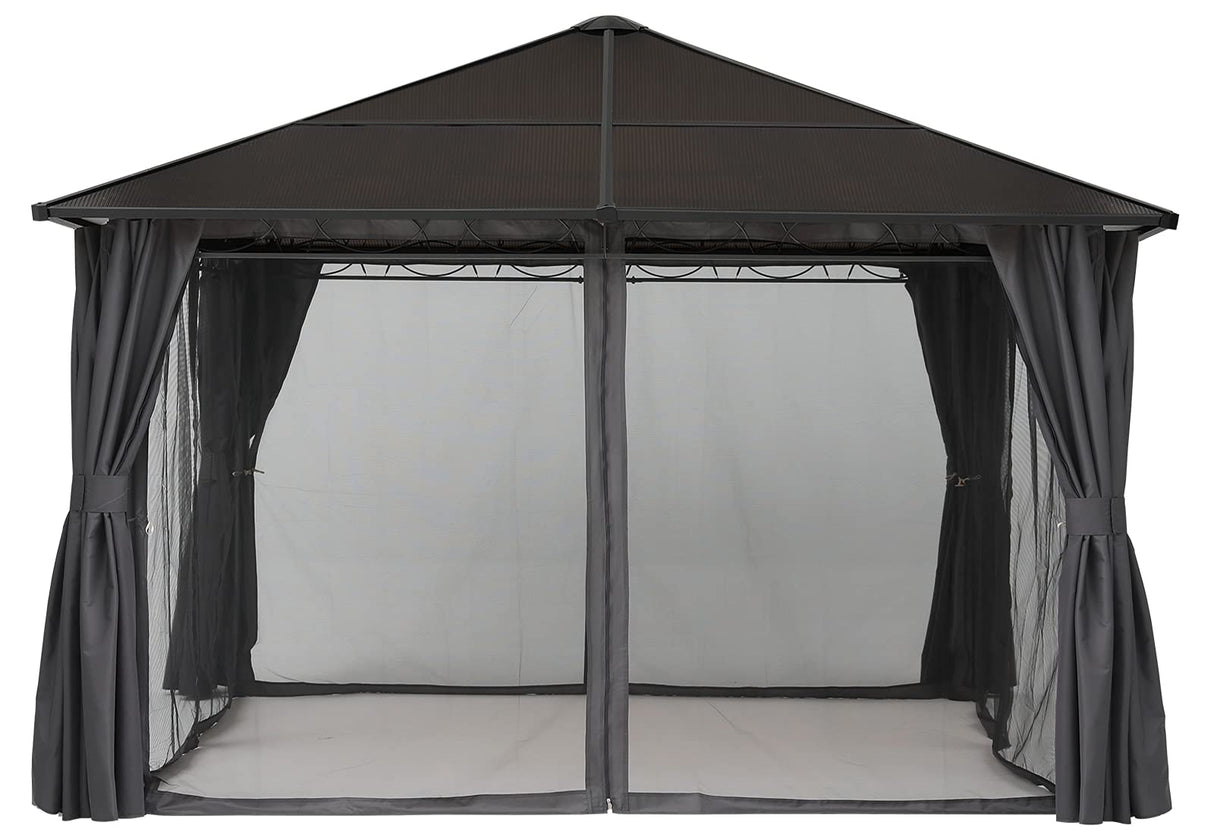 Hardtop Patio Gazebo with Curtains and Netting by ABCCANOPY ABCCANOPY