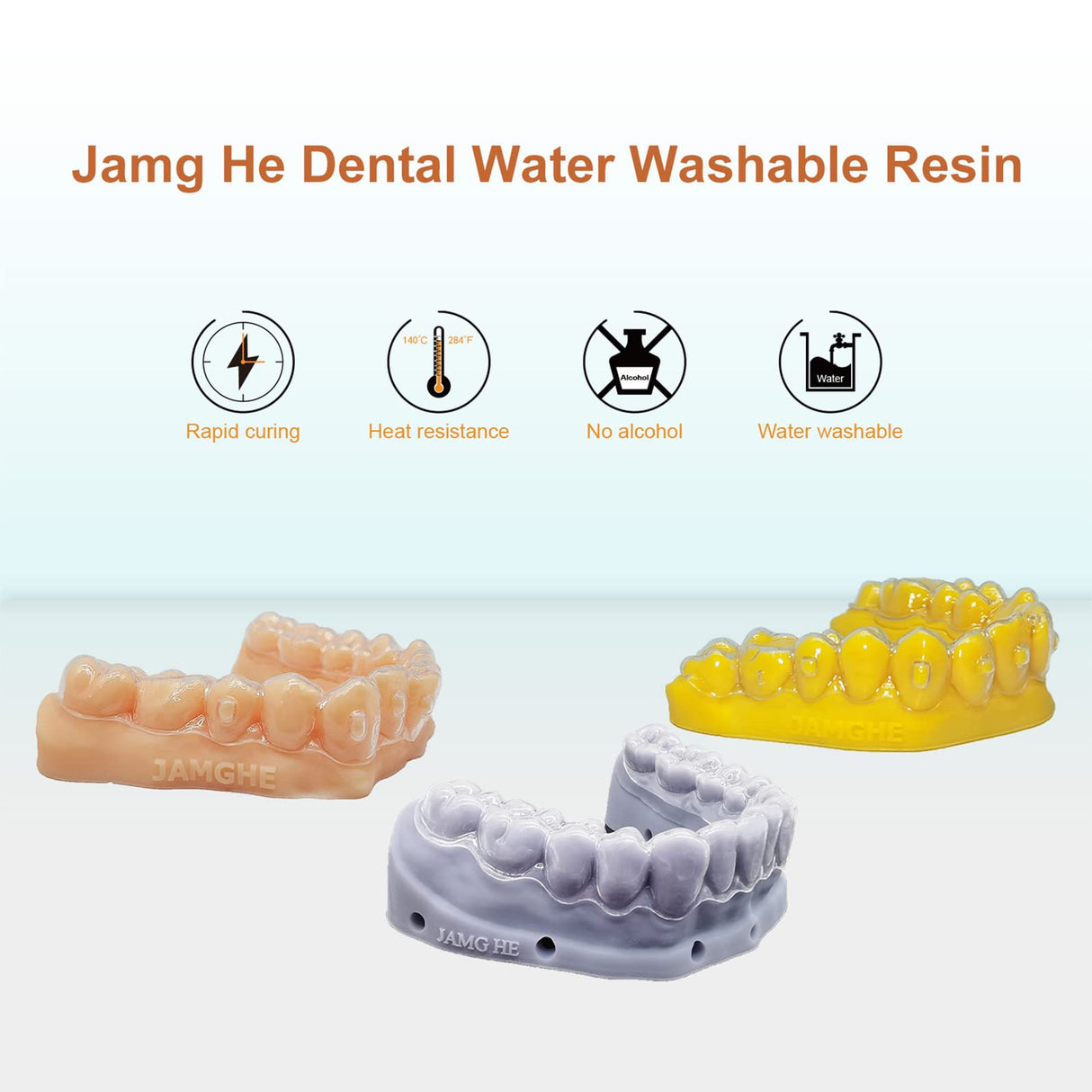 JAMG HE Rapid UV-Curing Resin 405nm, Dental Model Resin for Orthodontic Brace Water Washable with Lower Shrinkage & High Presicion Grey 500g JAMG HE