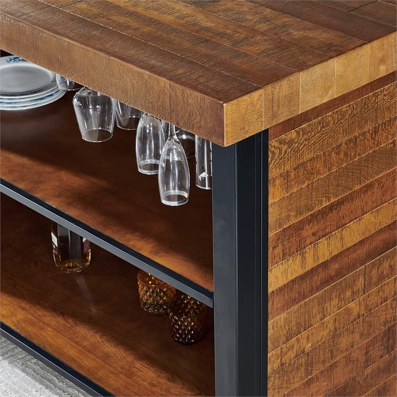 Steve Silver Tyler Chestnut Wood Finish 3-Piece Home Bar Steve Silver
