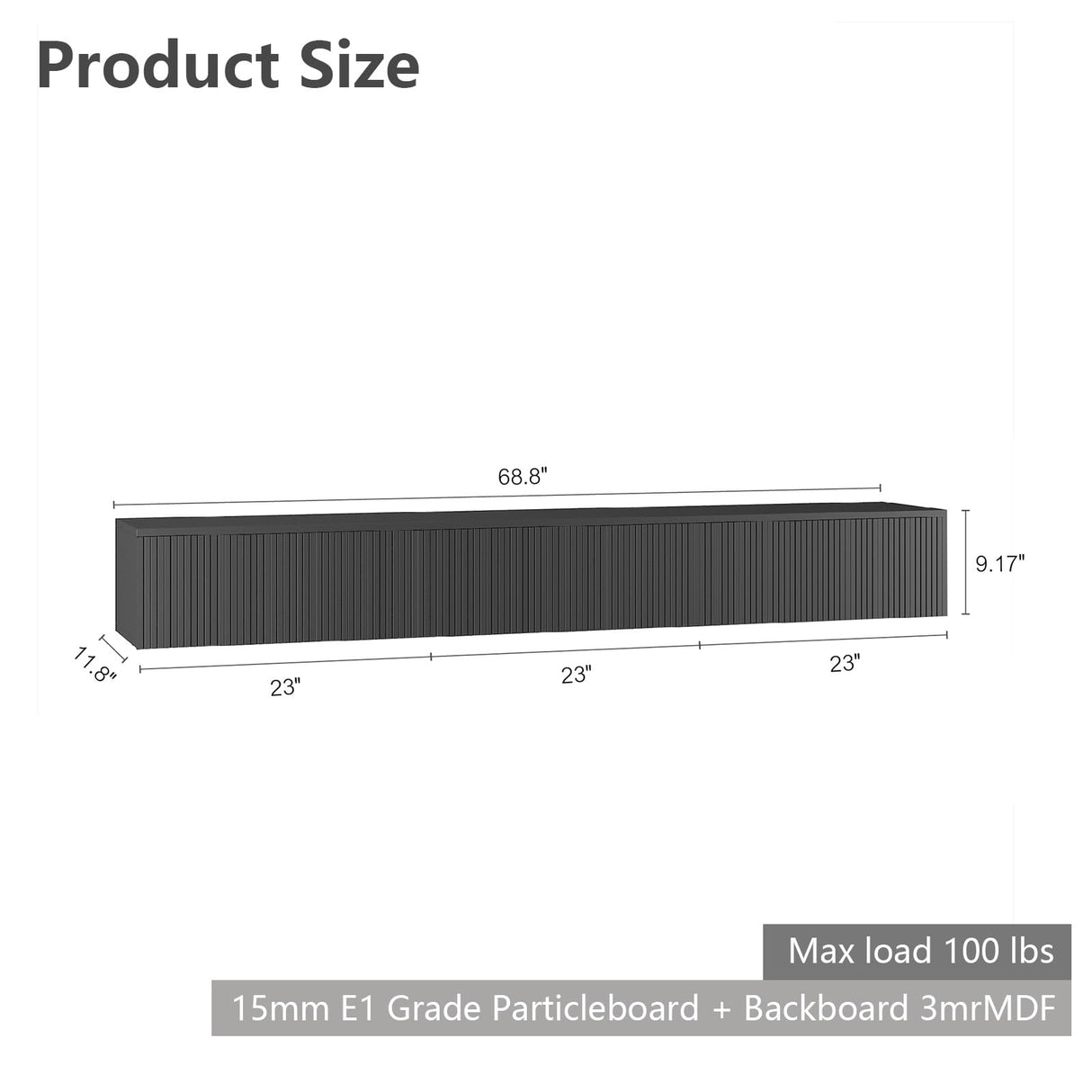 Resenkos Floating TV Stand, Wall Mounted TV Shelf with Led Lights & Power Outlet, Modern Entertainment Center with Storage, 68.8'' Media Console TV Stands for Living Room, Bedroom, Black Resenkos