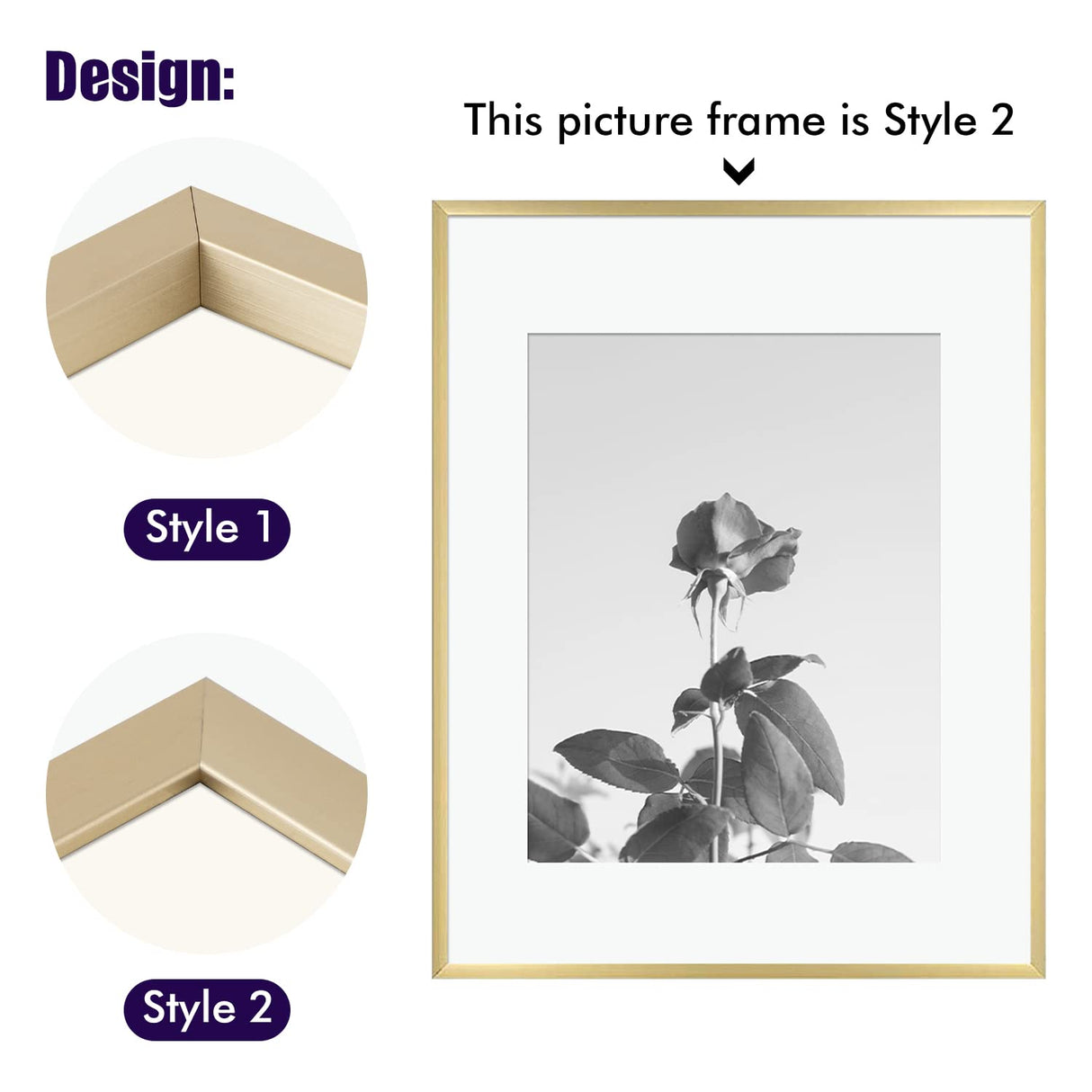 Golden State Art, 7 Pack, One 11x14, Two 8x10, and Four 5x7 Pictures. Aluminum Photos Frame for Wall or Tabletop Display (Gold) Golden State Art