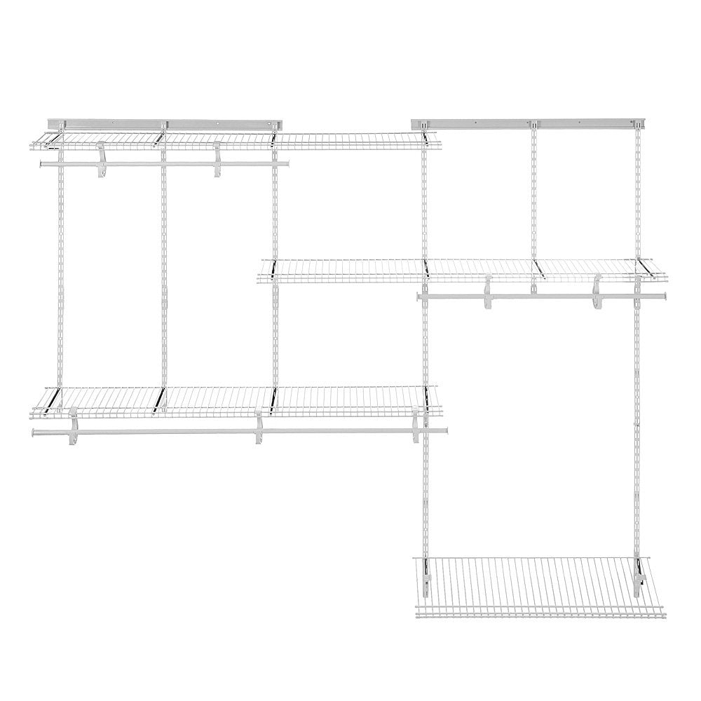 ClosetMaid ShelfTrack Wire Closet Organizer System, Adjustable from 5 to 8 Ft., With Shelves, Clothes Rods, Shoe Shelf, Hardware, Durable Steel, White ClosetMaid