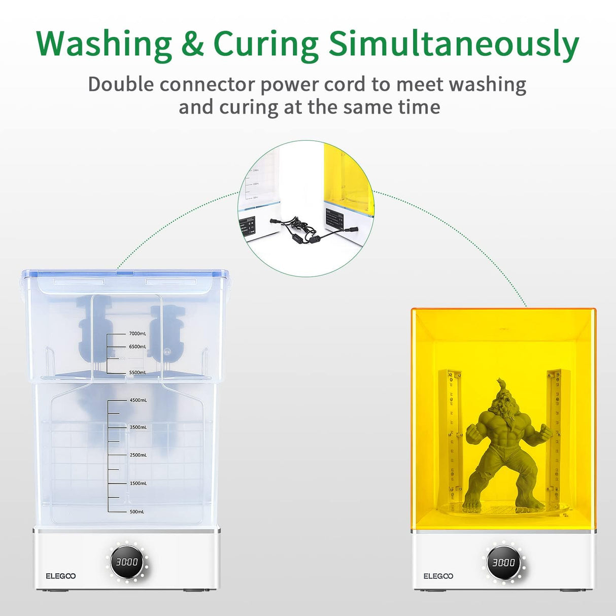 ELEGOO Mercury X Bundle Wash and Cure Station Set, Newly Design Separate Washing Machine and UV Resin Curing Machine for LCD/DLP/SLA Saturn Mars Photon S Photon Mono 3D Printed Models ELEGOO