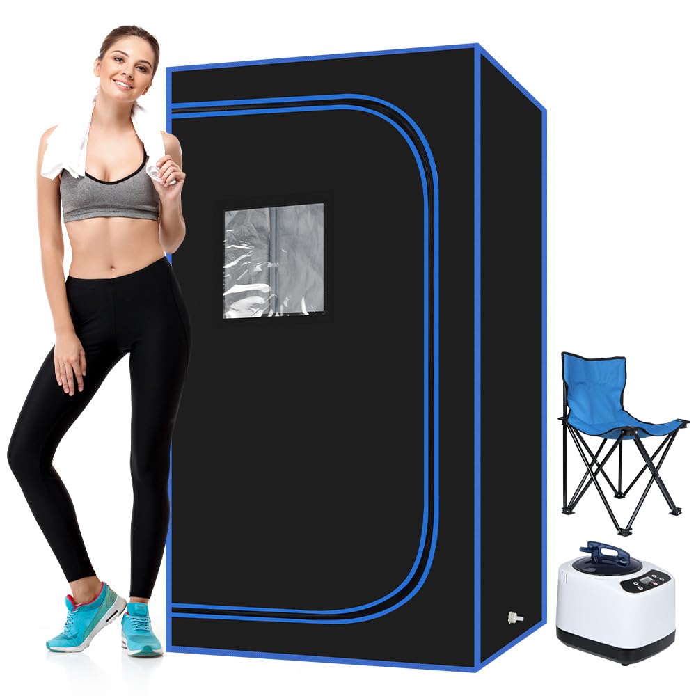 Panana Portable Steam Sauna, Full Size Full Body Home Sauna Box, Foldable Sauna Tent with 1000W 3L Steamer, Remote Control, Folding Chair, 9 Levels Panana