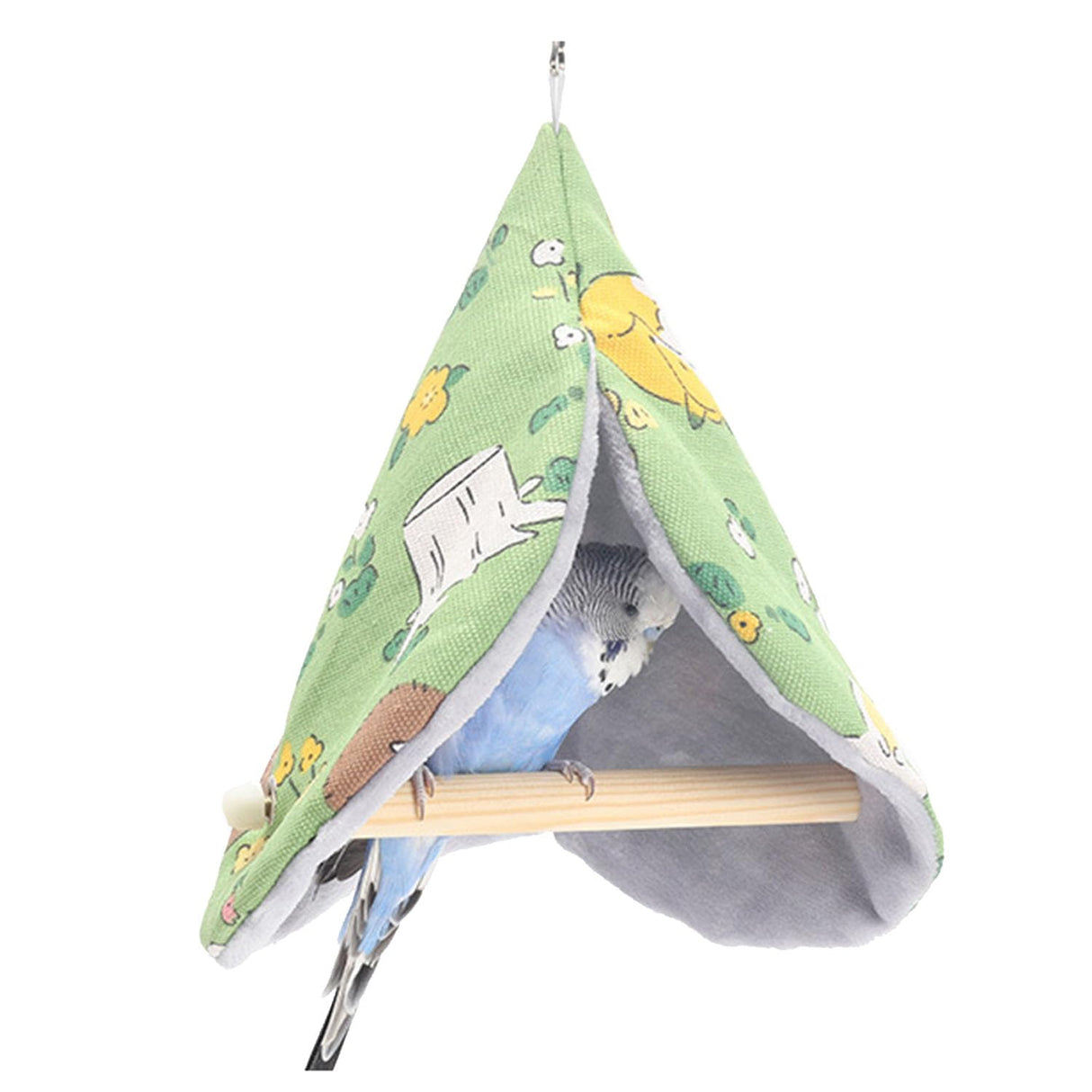 FLAdorepet Bird Bed Blanket Parrot Nest Snuggle Hut for Cage Accessories,Parakeet Warm House Hanging Tent Bed Hammock Wood Stand Perch Swing Toy for Cockatiel Lovebird Cockatoo (Green, One Size) FLAdorepet