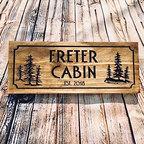 Custom Wooden Sign Personalized Cabin Signs Family Name Rustic Camper Established Benchmark Signs And Gifts