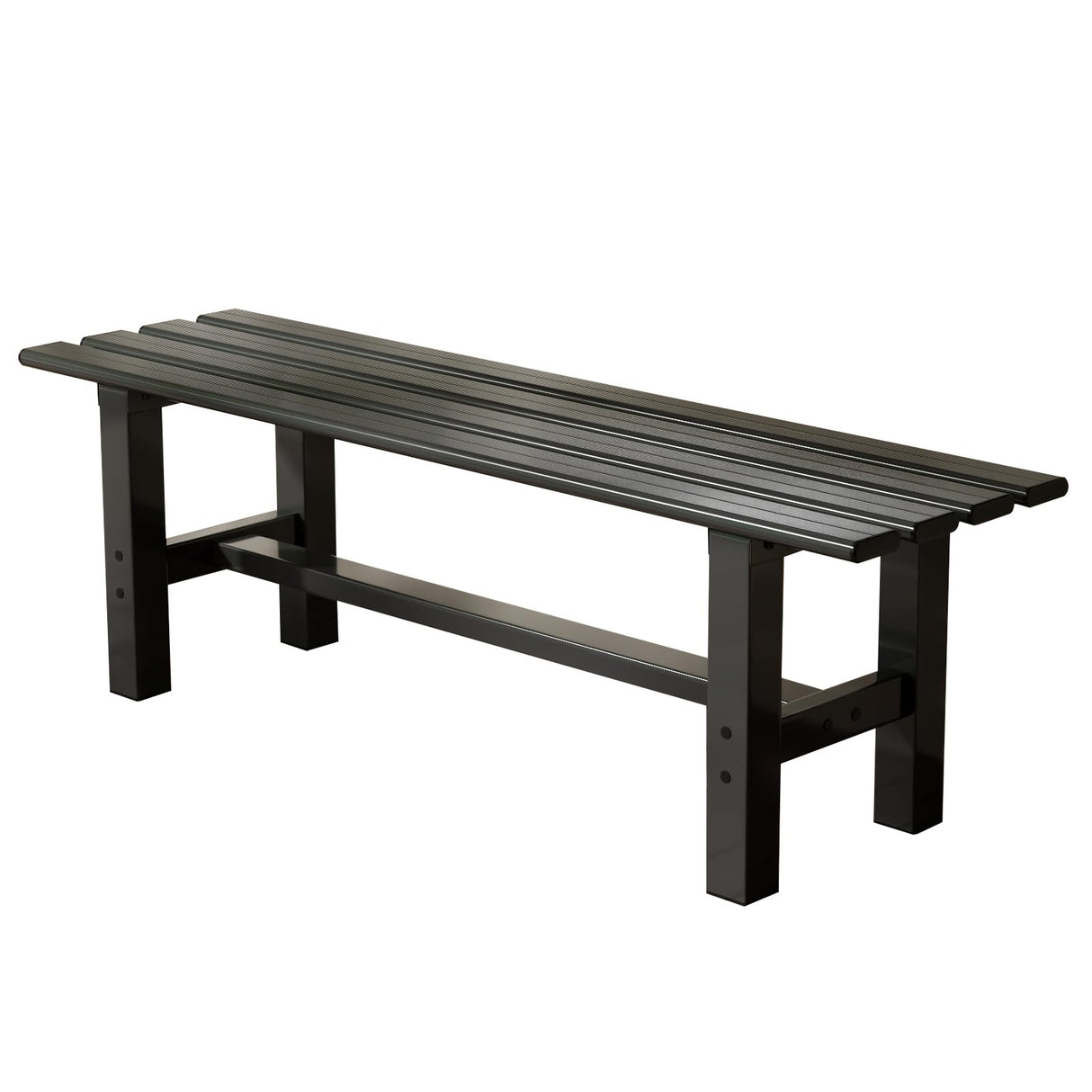 TECSPACE 47 Inches Aluminum Outdoor Weatherproof Bench Backless, 330 LBS Bearing Capacity Garden Porch Bench, Black TECSPACE