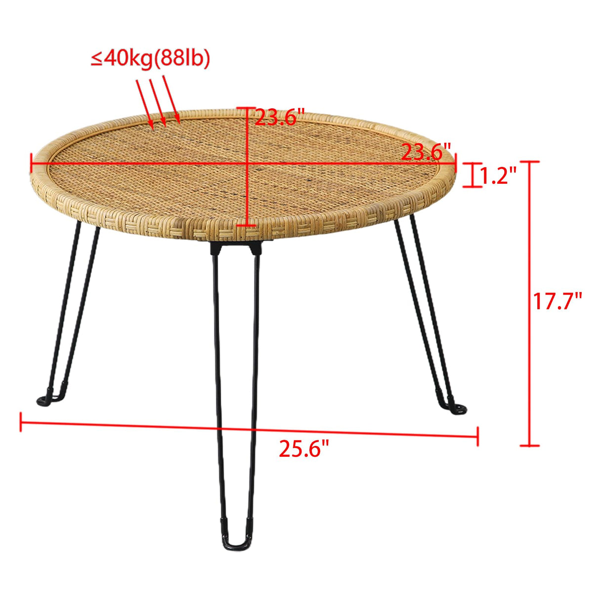 XQXJJZSP Boho Living Room Round Coffee Table 24 X 18 Inch, Handmade Decorative Coastal Wicker Side Tables, Foldable Rattan End Tables Bedroom Balcony Couch