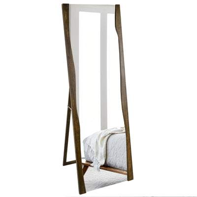 Tanmicoshomy Full Length Mirror with Stand 21x63Inches, Wood Framed Floor Full Body Mirror for Bathroom Bedroom Living Room,Tempered Glass Shatter-Proof Mirror(Brown)