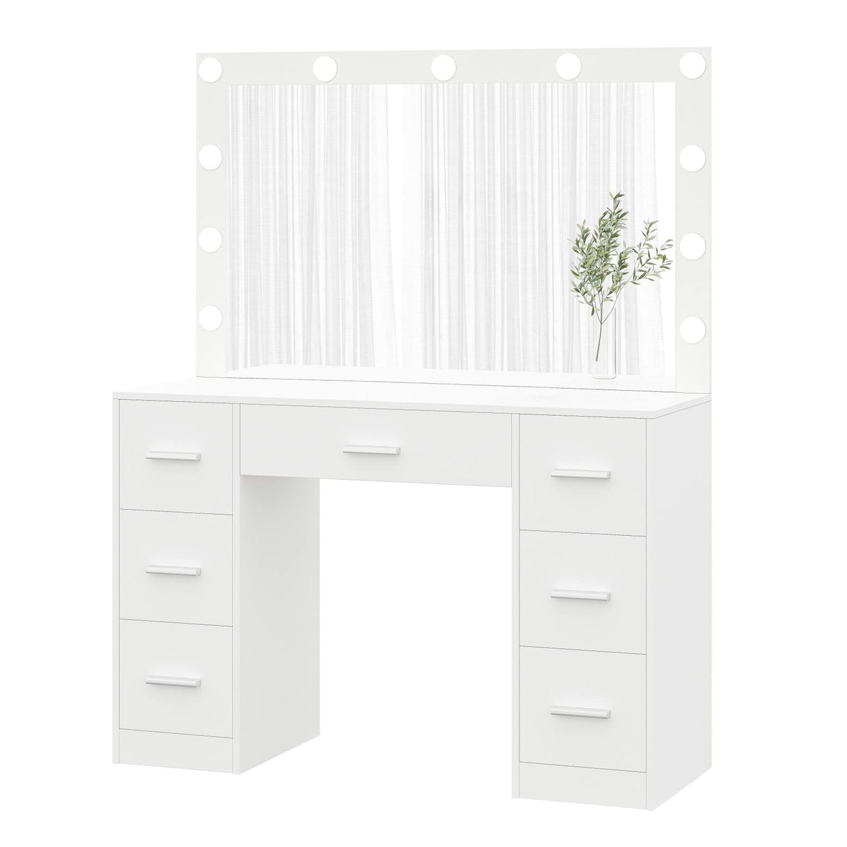 Irontar Vanity Table, Makeup Table with Lighted Mirror, 3 Color Lighting Modes, Brightness Adjustable, Dressing Table with Drawers, Vanity Desk for Women, White WDT004W Irontar