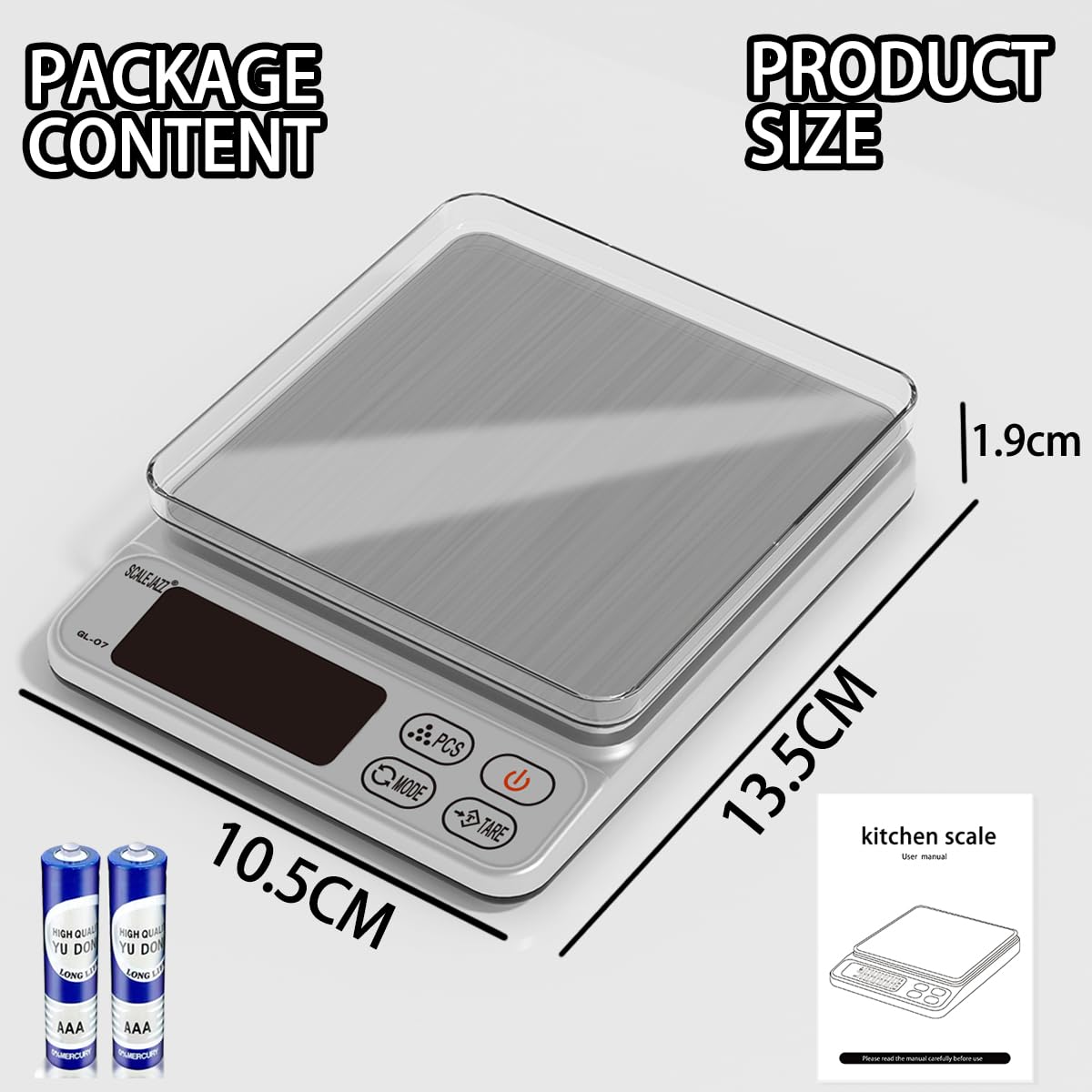 Mini Scale,6.6lb Scale for Grams,Digital Scale Food,Cooking Scale and Food Scales for Kitchen,Food Scale Grams and Ounces,Grams Scale,7Units,Auto Off,Tare,PCS,LCD Display SCALE JAZZ