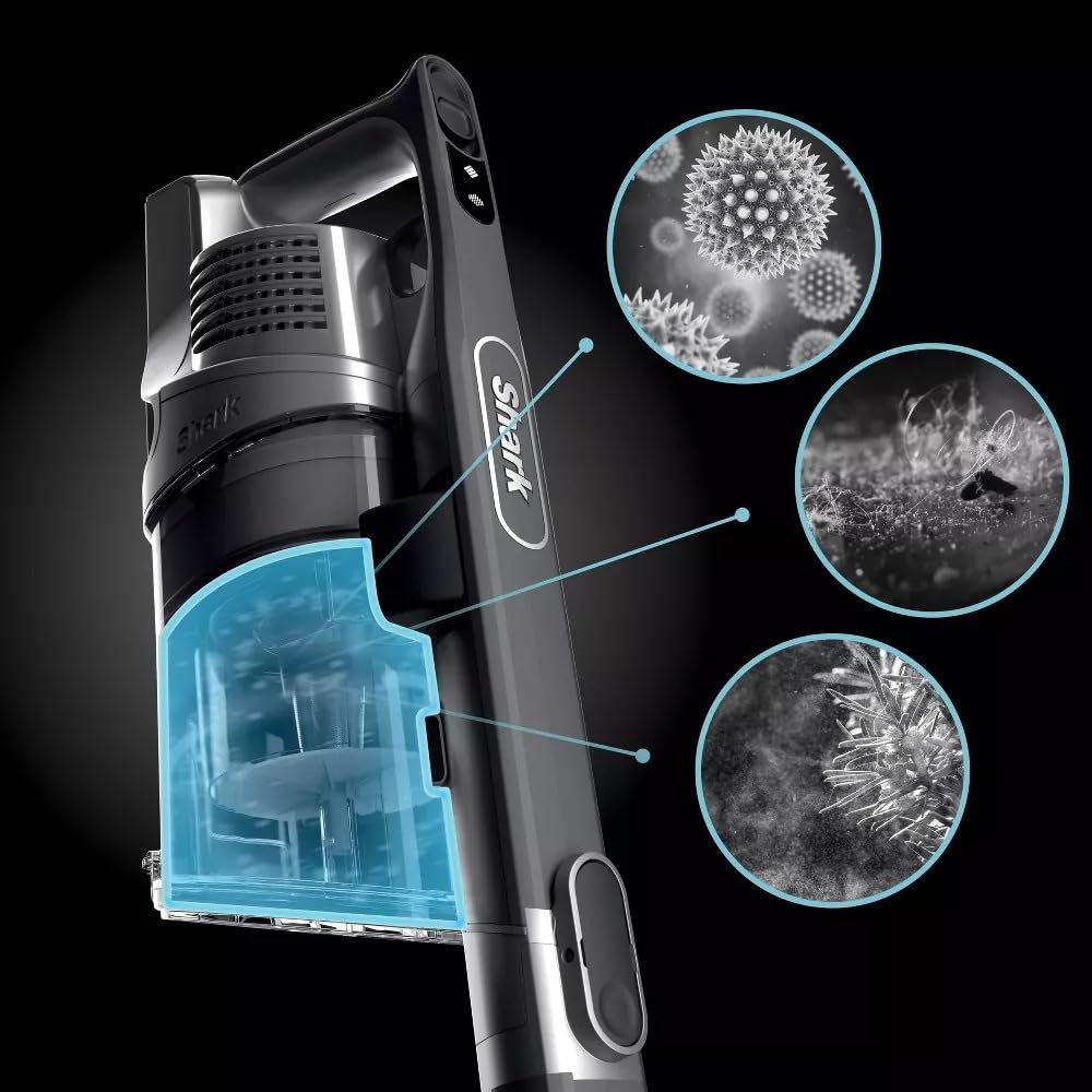 Shark IX141H Pet Cordless Stick Vacuum with Anti-Allergen Complete Seal, XL Dust Cup, LED Headlights, Removable Handheld, 40min Runtime, Grey/Purple, 7.5 lbs (Renewed) Shark