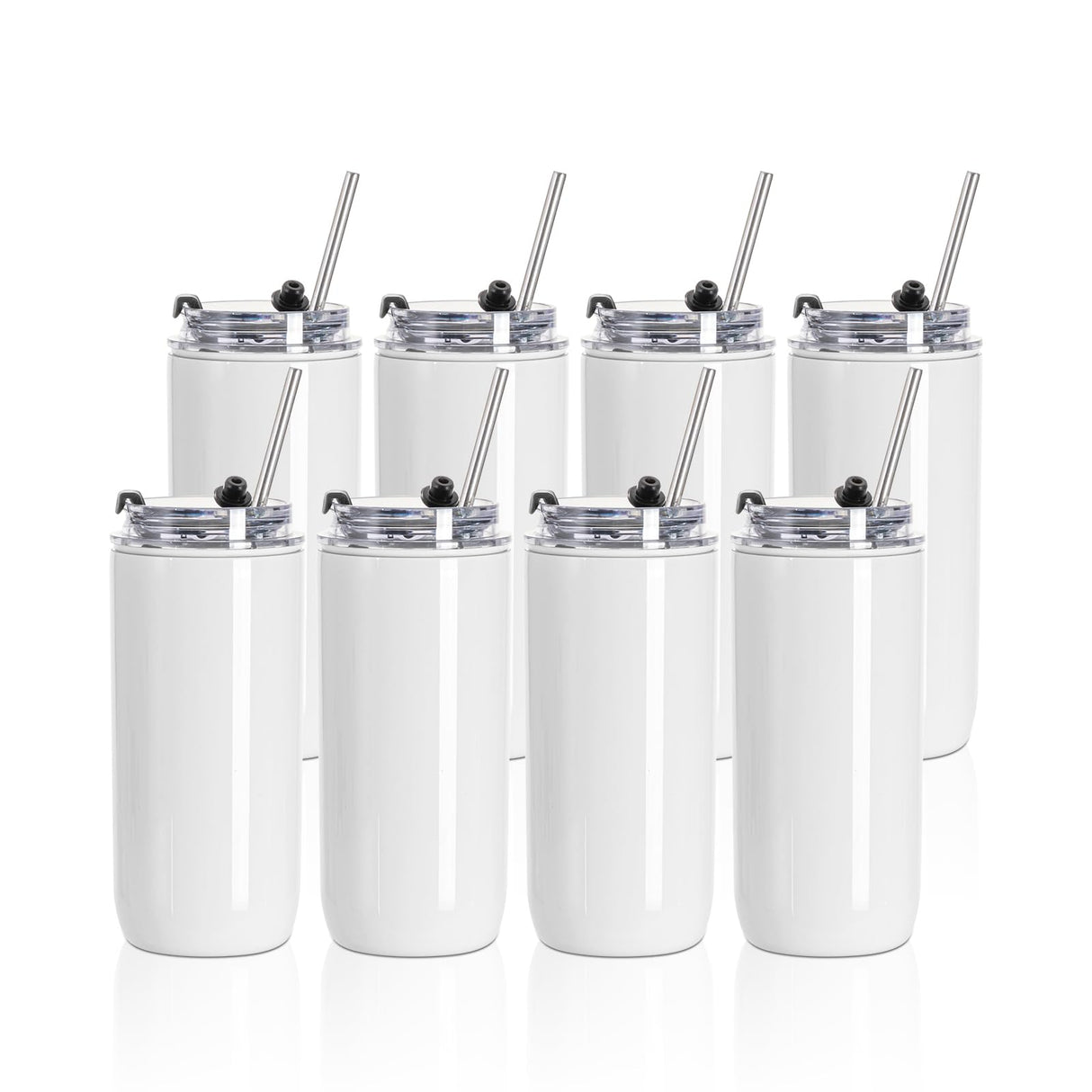 PYD Life 8 Pack Sublimation Kids Tumblers Blanks Bulk 17 OZ White Stainless Steel with Lid and Metal Straw for Tumbler Heat Press Sublimation Oven Print PYD Life