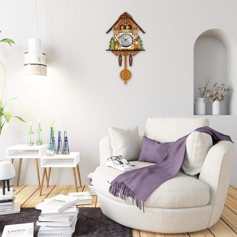 AUNMAS Antique Wooden Cuckoo Clock with Auto Swing Pendulum for Home Decor, Traditional Clock Antique Wooden Pendulum Quartz Wall Clock (CM001) AUNMAS