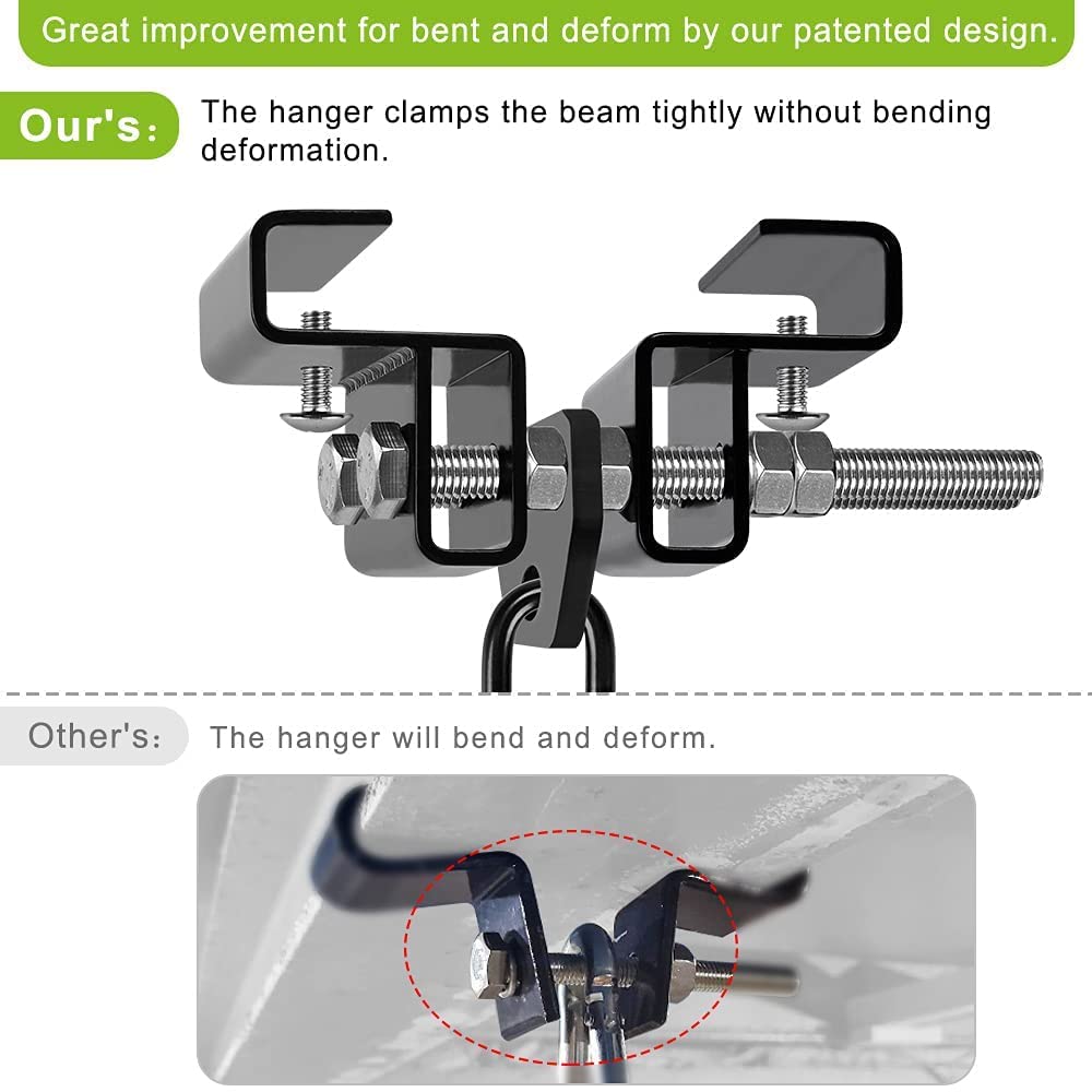 BeneLabel Punching Bag Hanger for Beam, Heavy Bag Mount, Heavy Duty Boxing Bag Mount with Carabiner, Adjustable and Stable Heavy Bag Bracket for Home Gym, 900LB Capacity BeneLabel