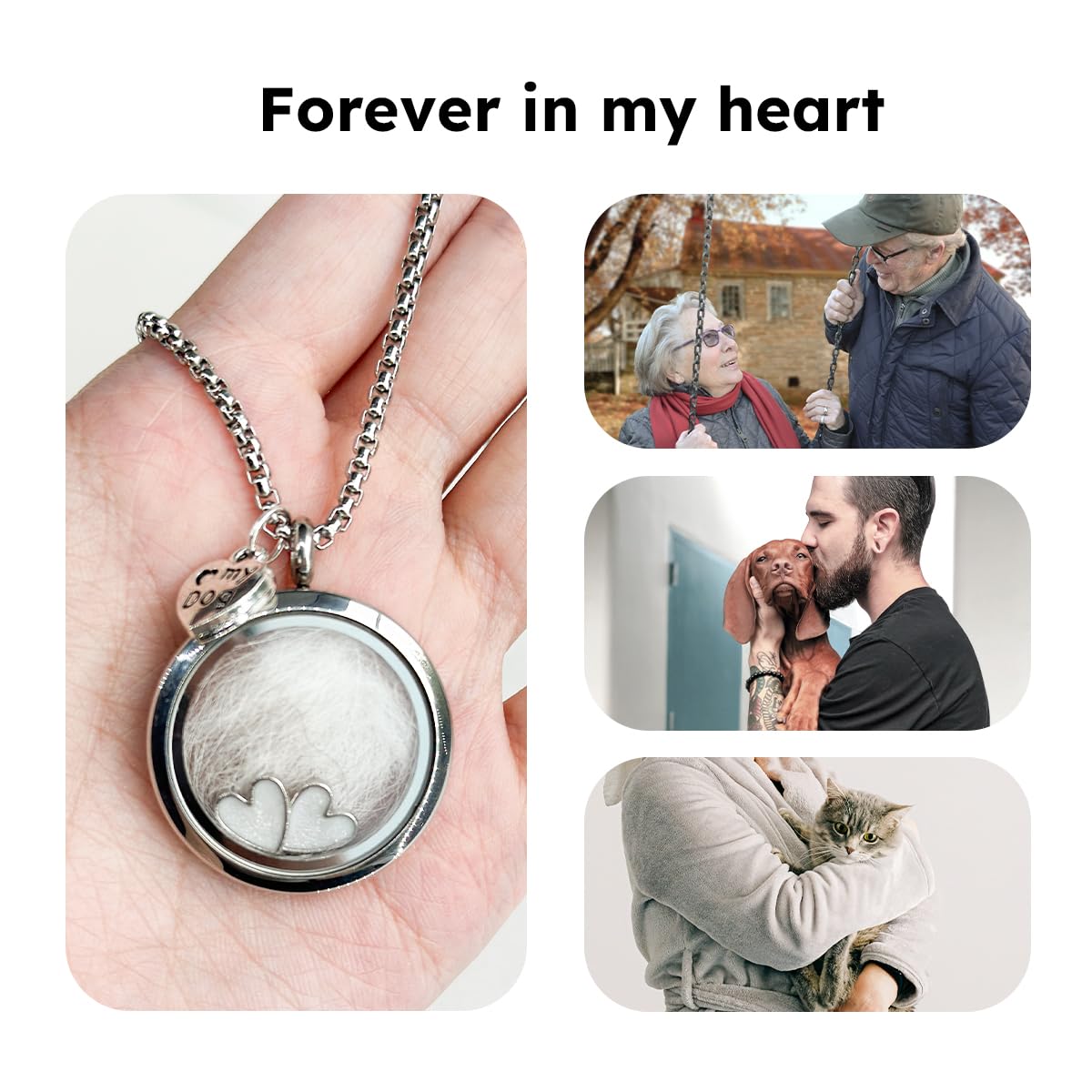 Lifelisa Dog Fur Hair Keepsake Necklace, Ashes Memory Urn with Charm, Glass Circle Memorial Pendant Necklace, Pet Cremation Memorial Jewelry for Women Men, Vial Necklace for Ashes Lifelisa