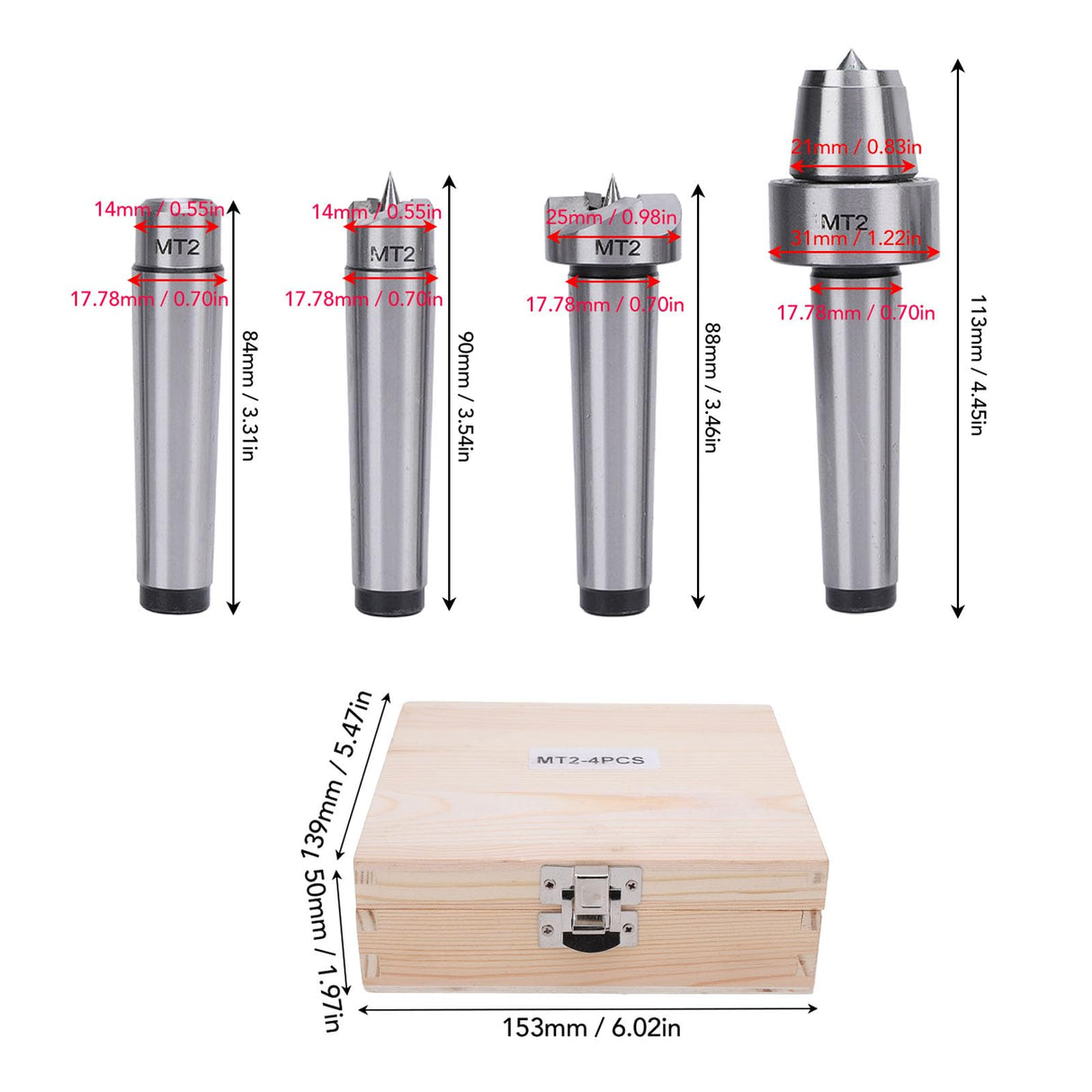 4 Pcs Lathe Drive Center Set, Heavy Duty Bearing, Lathe Live and Drive Center Set, MT2 Wood Lathe Live Center Drive Spur Cup Set with Extra Tips for Wood and Metal Processing Lathe Generic