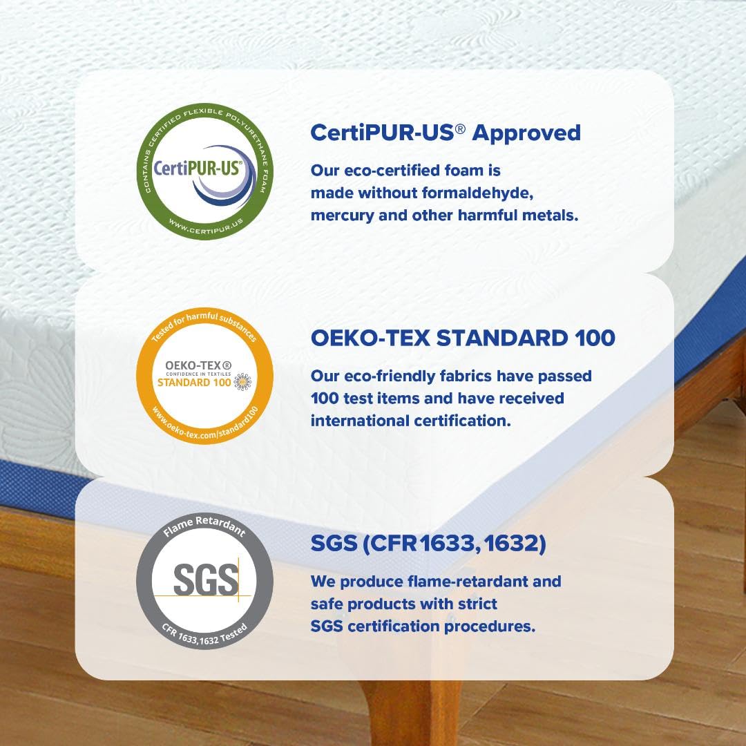 Olee Sleep Cal King Mattress, 10 Inch Gel Memory Foam Mattress, Gel Infused for Comfort and Pressure Relief, CertiPUR-US Certified, Bed-in-a-Box, Medium Firm, Blue, Cal King Size Olee Sleep