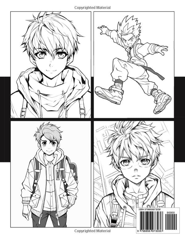 Anime Boys Coloring Book: Perfect Coloring Book for Kids Ages 6-12, Boys, and Teens | With 50+ Beautiful and Unique Coloring Pages WoodArtSupply