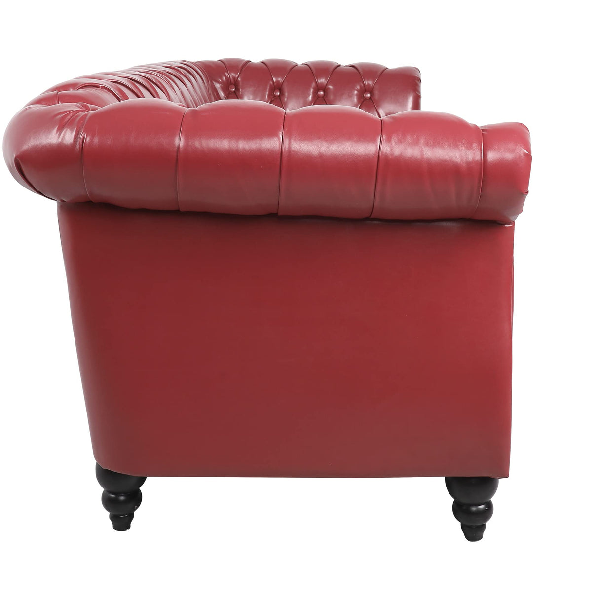 LEVNARY Chesterfield Sofa, Classic Tufted Upholstered Leather Couch, Modern 3 Seater Couch Furniture with Tufted Back for Living Room Office (Wine Red) LEVNARY