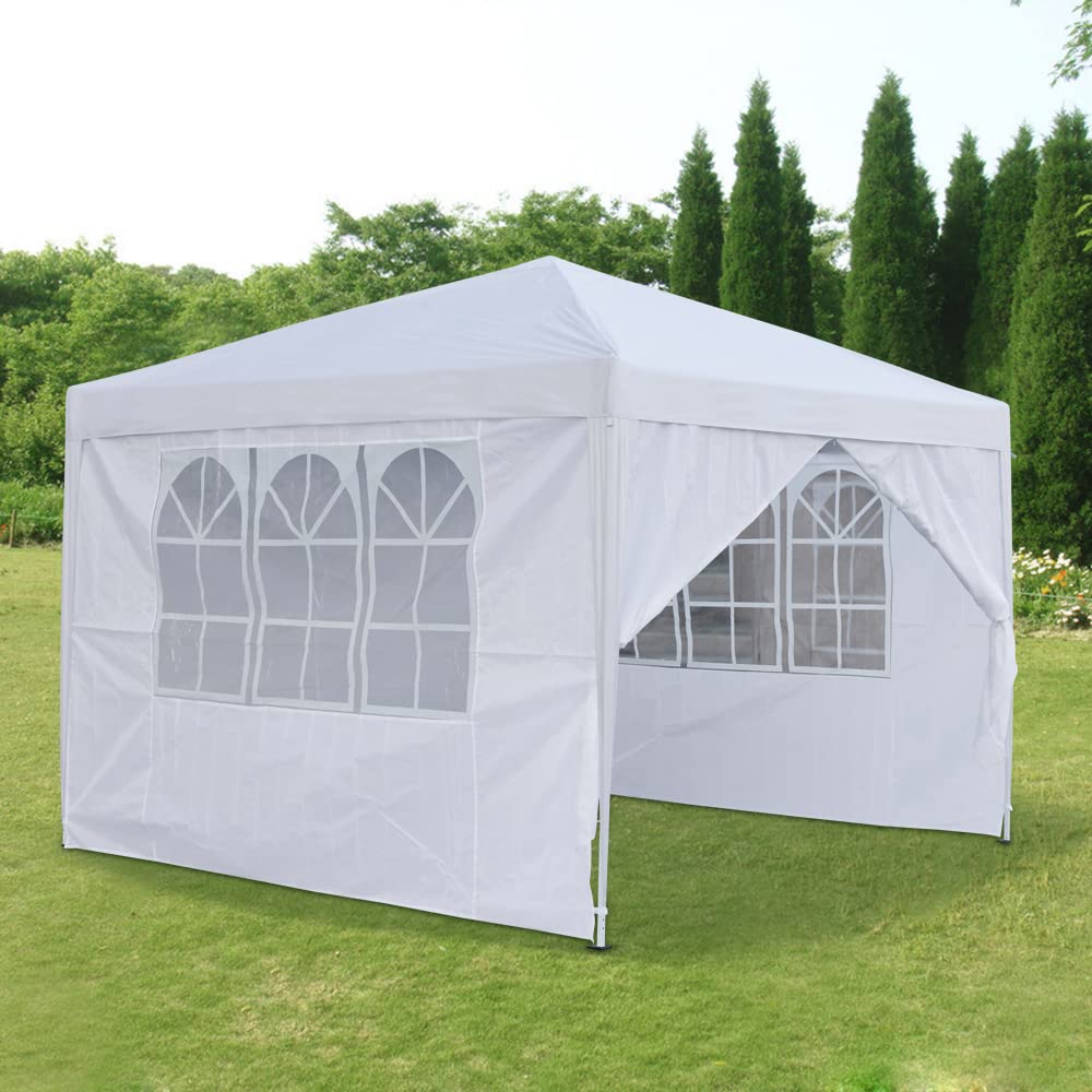 Panana Pop Up Gazebo 10''x10'' Waterproof Outdoor Garden Marquee Awning Party Tent Canopy and Carry Bag 3 X 3m (White) Panana