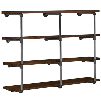 HITOMEN Industrial Iron Pipe Shelves, 3 Set 4-Tier 41.5" Tall 12" Depth, DIY Open Bookshelf Bookcase, Wall Mounted Vintage Retro Shelving, Rustic Farmhouse Pantry Kitchen Storage, Black Shelf Brackets