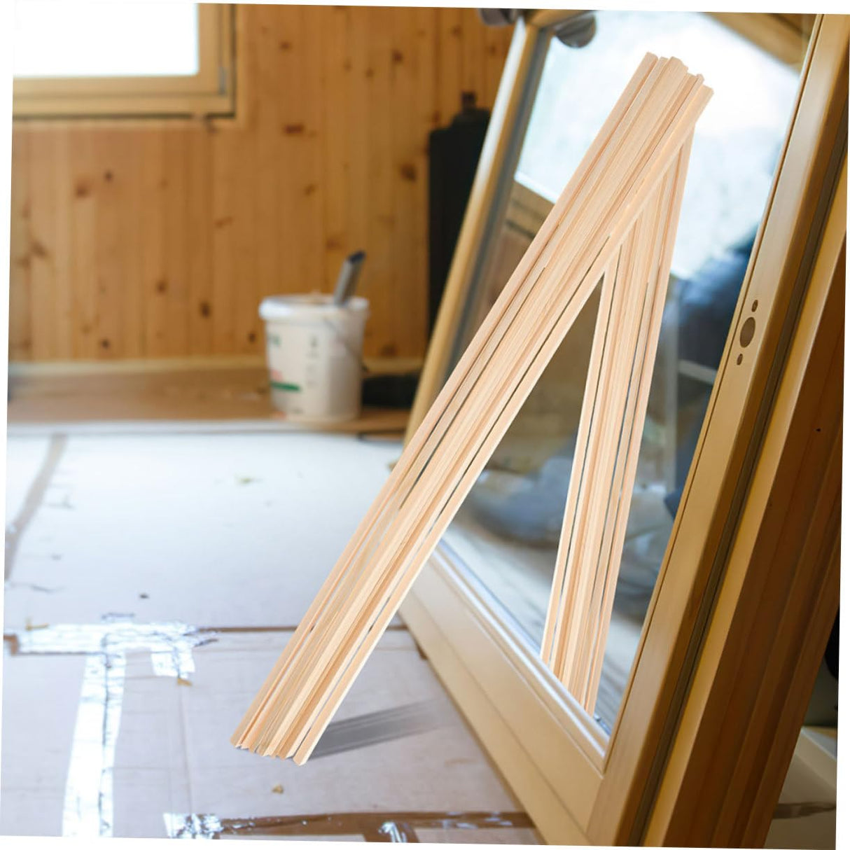 BUTIFULSIC 10 pcs Triangular Wooden Strip Wooden molding Trim for Window molding Screen Window Trim Window Decorative Stick Window Decorative Trim Wood Trim Pine Wood molding Strip BUTIFULSIC