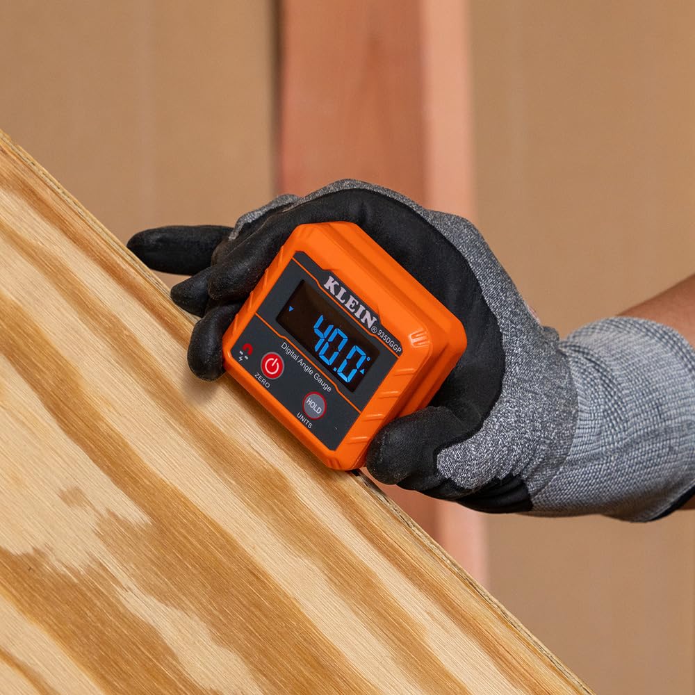 Klein Tools 935DGGP Angle Finder, Digital Gauge with Strong Magnetic Base, Converts Between Degrees, Percent Grade, in/Ft, mm/m Klein Tools