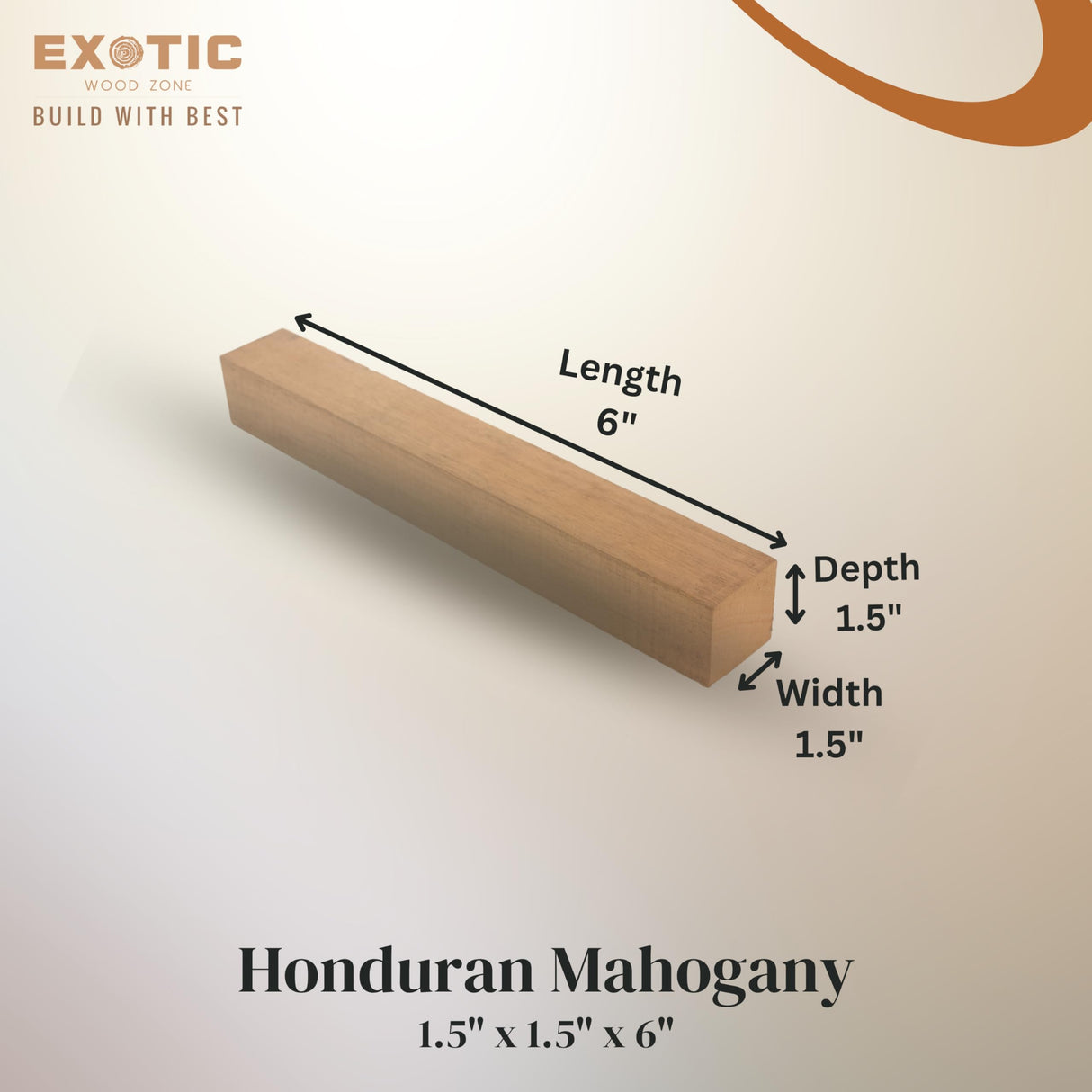 Exotic Wood Zone Honduran Mahogany Turning Wood Blanks (2 pcs) - Kiln-Dried Exotic Wood and Raw Lumber for Sustainable Woodworking, Woodcraft, and Lathe Projects (1-1/2" x 1-1/2" x 6") Exotic Wood Zone