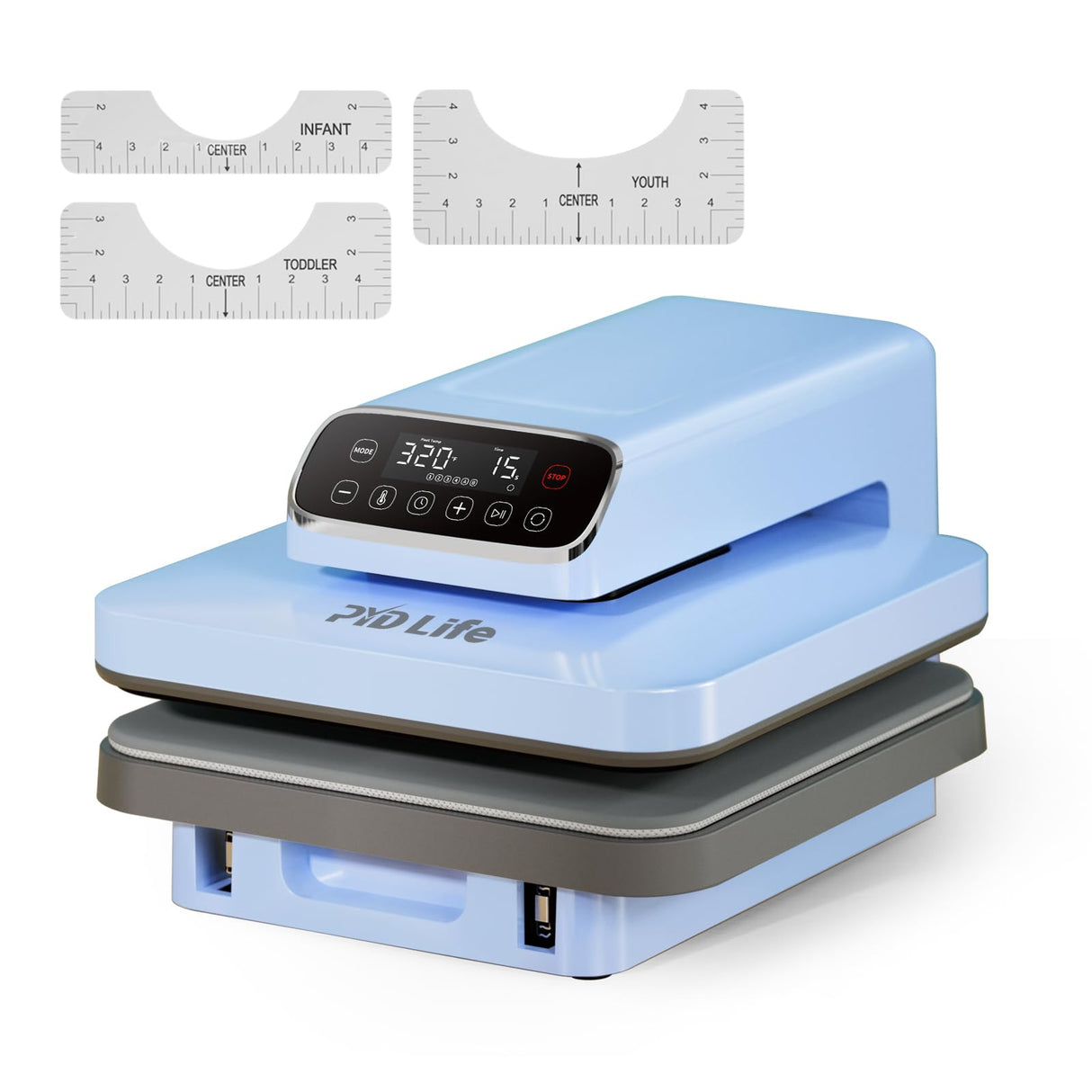PYD Life 120 V Auto Heat Press Machine for T Shirts 15" x 15" Touch Screen Light Blue Smart Heat Press for Sublimation Blanks Ornaments Frames Bags Sublimation DTF Vinyl Printing PYD Life
