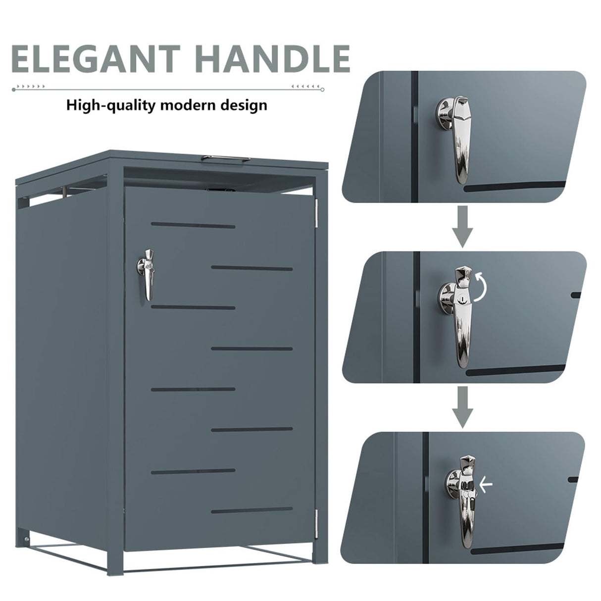 Outdoor Trash Can Storage Shed,Wheelie Bin Hideaways,Wheelie Bin Box 2 x 240L Made of Solid Steel,Weatherproof and Powder-Coated with Automatic Lid, Lockable,Perfect for Garden,Backyard (2, Black) Anxeit