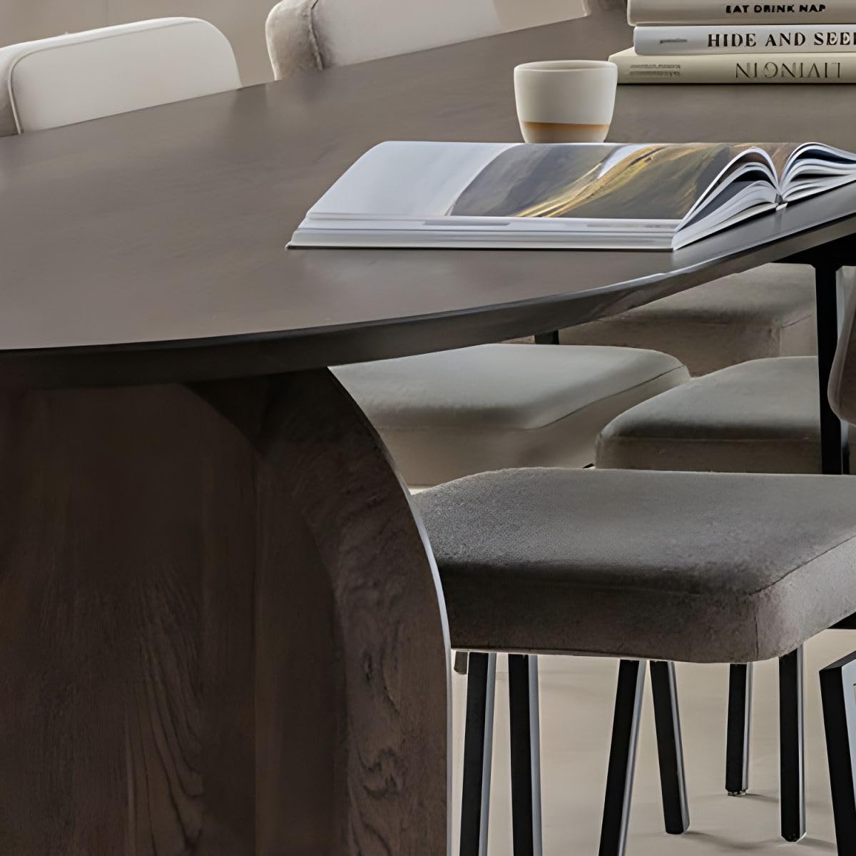 LAKIQ Oval Dining Table Solid Wood Conference Table Rectangle Meeting Room Table Office Writing Desk Table Only - Without Chairs (Natural, 70.9" L x 31.5" W x 29.5" H) LAKIQ