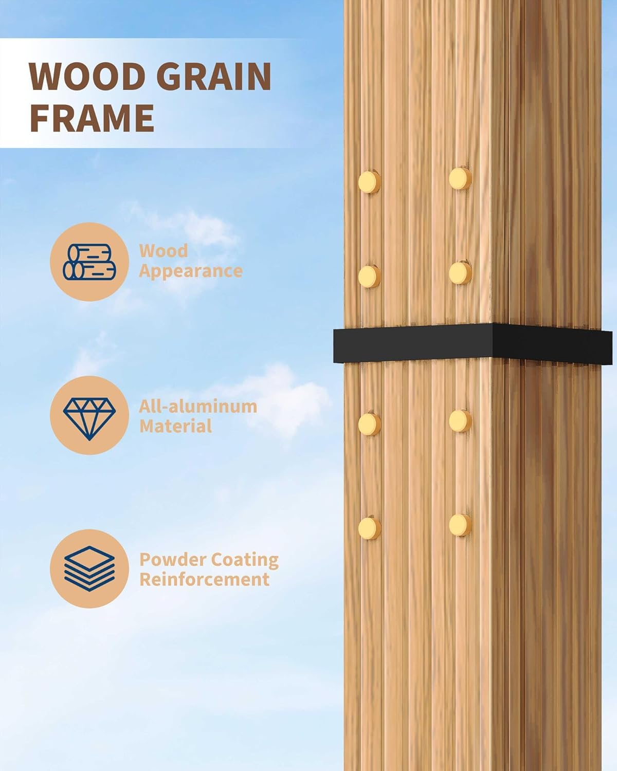 IDEALHOUSE Patio Pergola, Outdoor Patio Gazebo with Retractable Sun Shade, Metal Pergola Shelter for Backyard Deck Garden (Wood-Grain, 10 x 13 FT) IDEALHOUSE